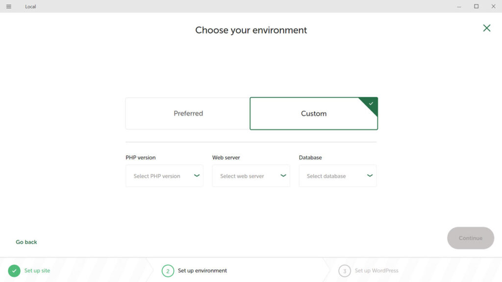 local configure environment