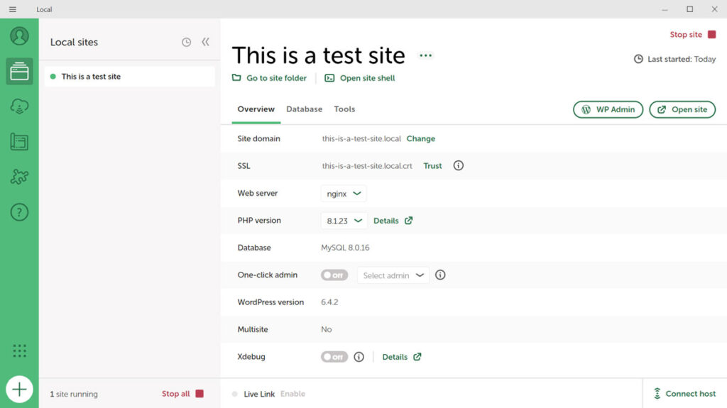 local site configuration options