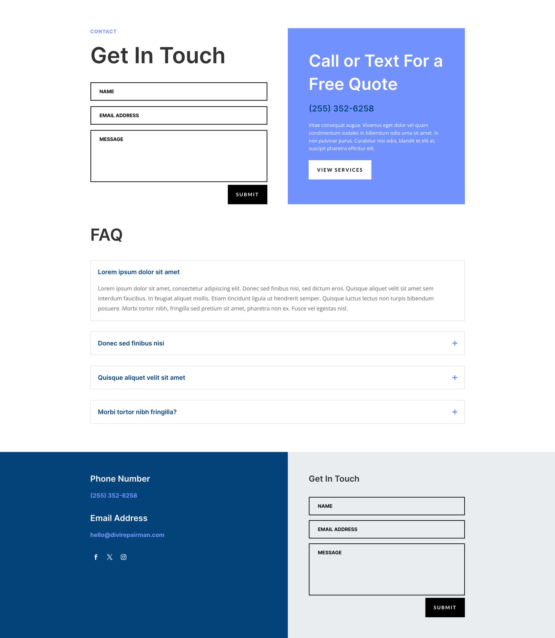 Repairman Layout Pack for Divi