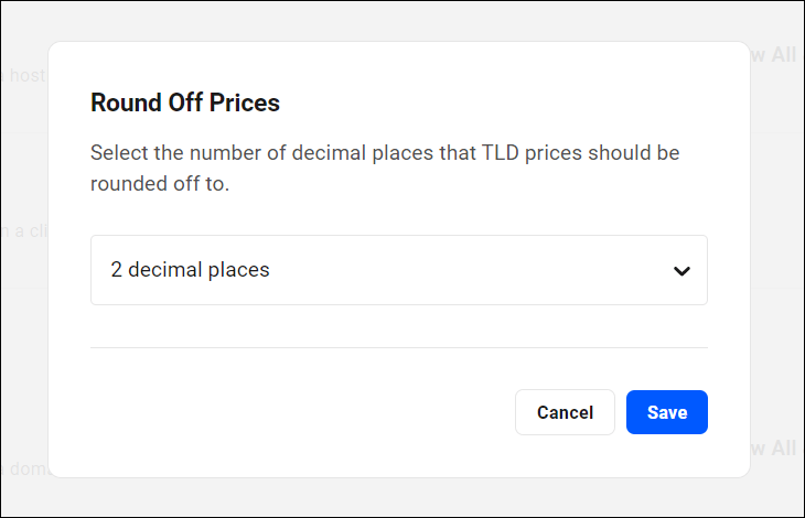 Domain Reseller settings - Round off prices.