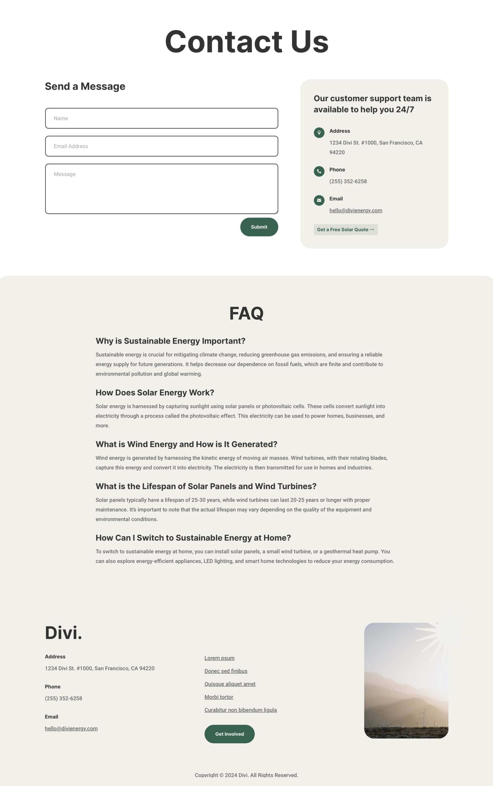 Sustainable Energy Layout Pack for Divi