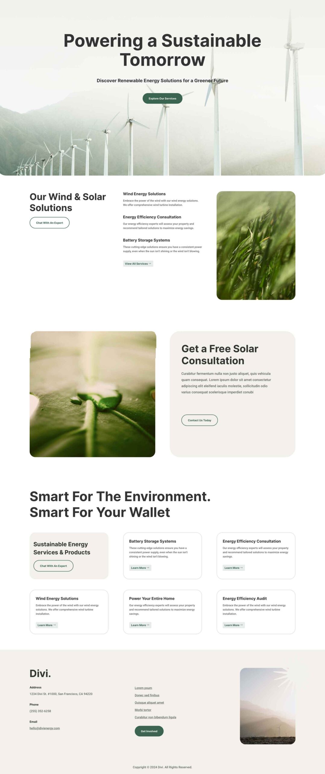 Sustainable Energy Layout Pack for Divi