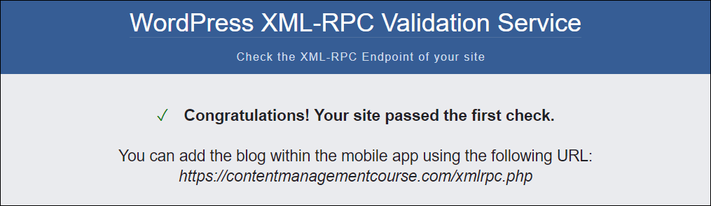 XML-RPC Validation tool.