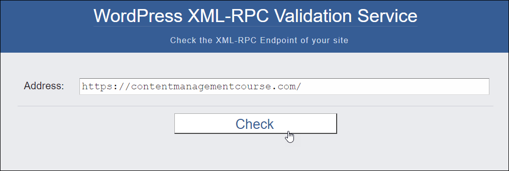 WordPress XML-RPC Validation Service tool