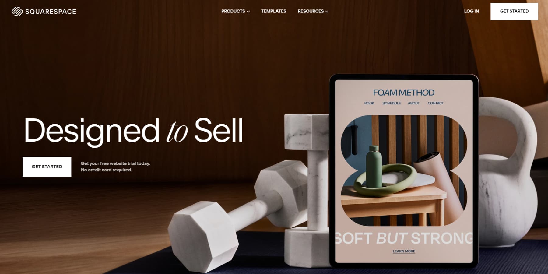 A screenshot of Squarespace's homepage