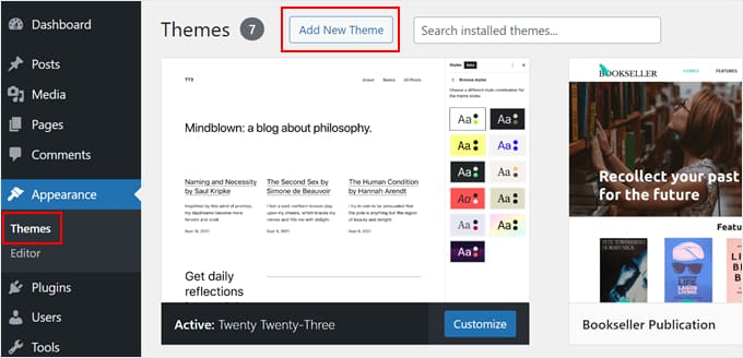 Adding a new theme in WordPress