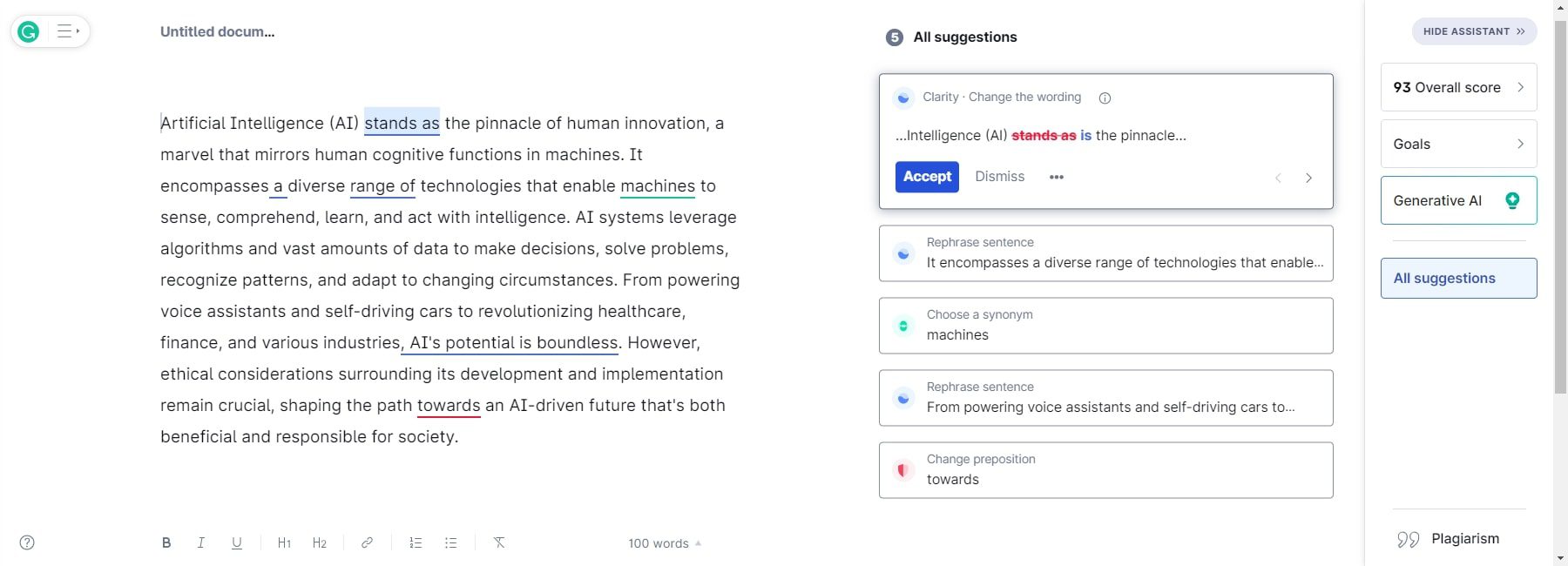 grammarly ai rewriter tools