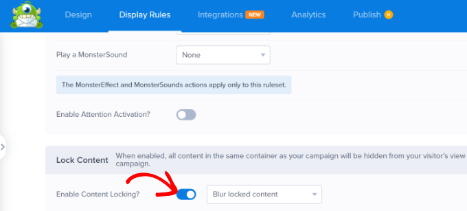 Enable content locking feature