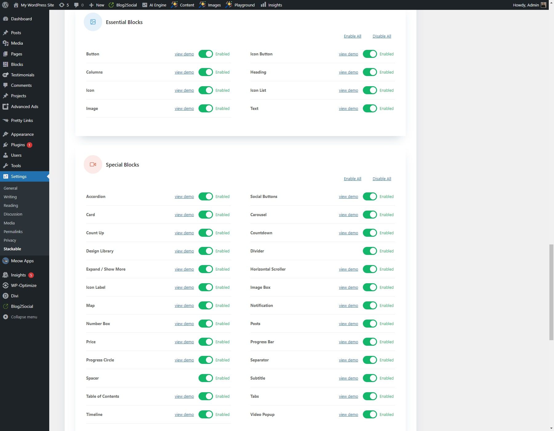 stackable gutenberg blocks