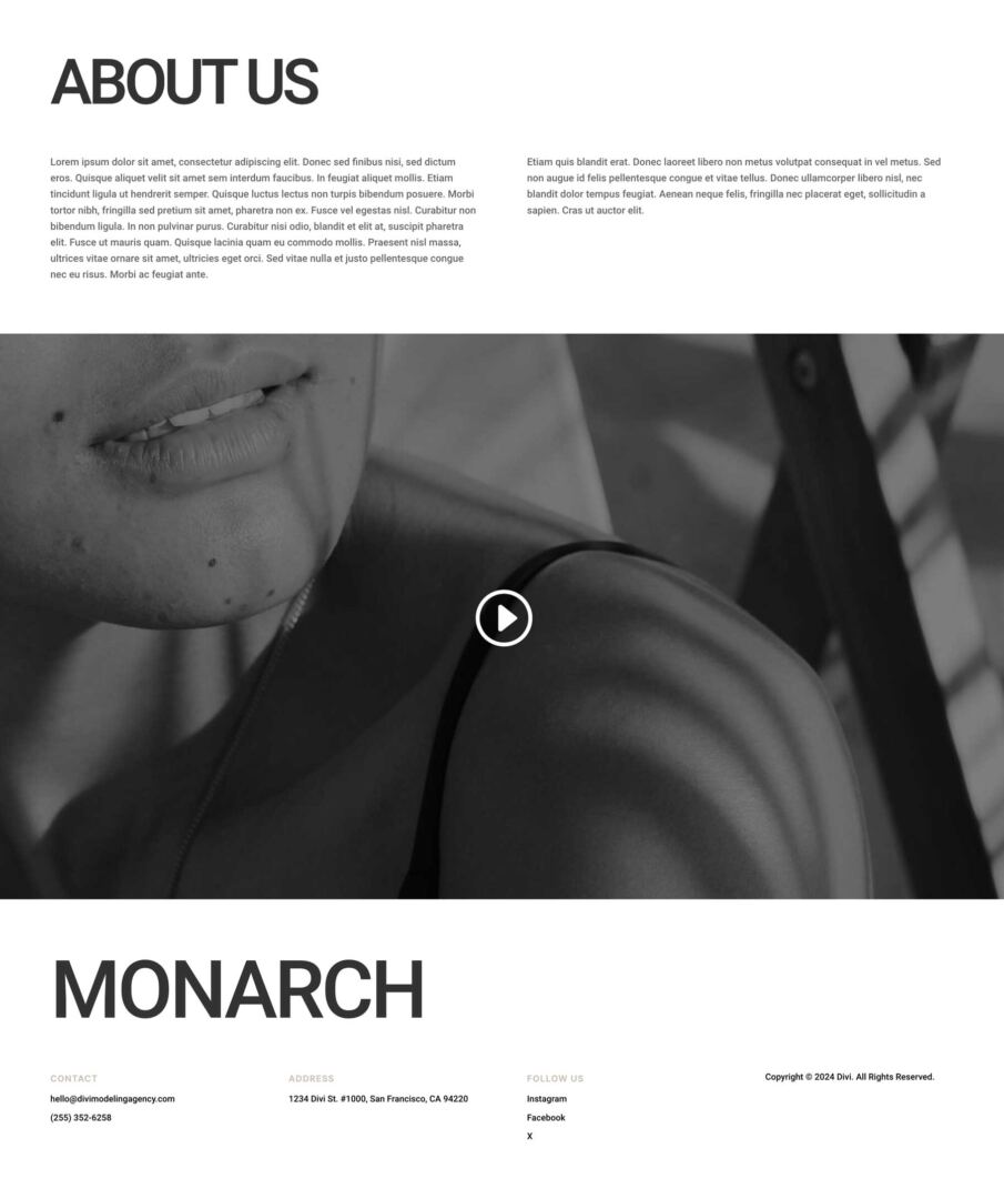 Modeling Agency Layout Pack for Divi