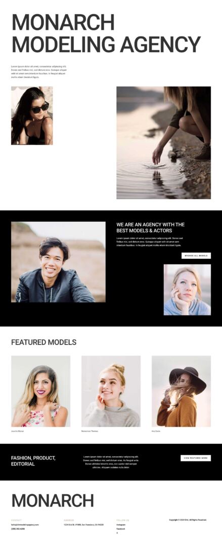 Modeling Agency Layout Pack for Divi