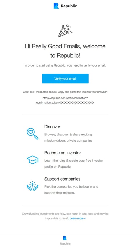 email opt-in wording example from Republic