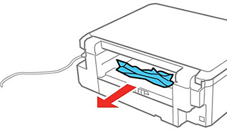Removing jammed paper inside printer