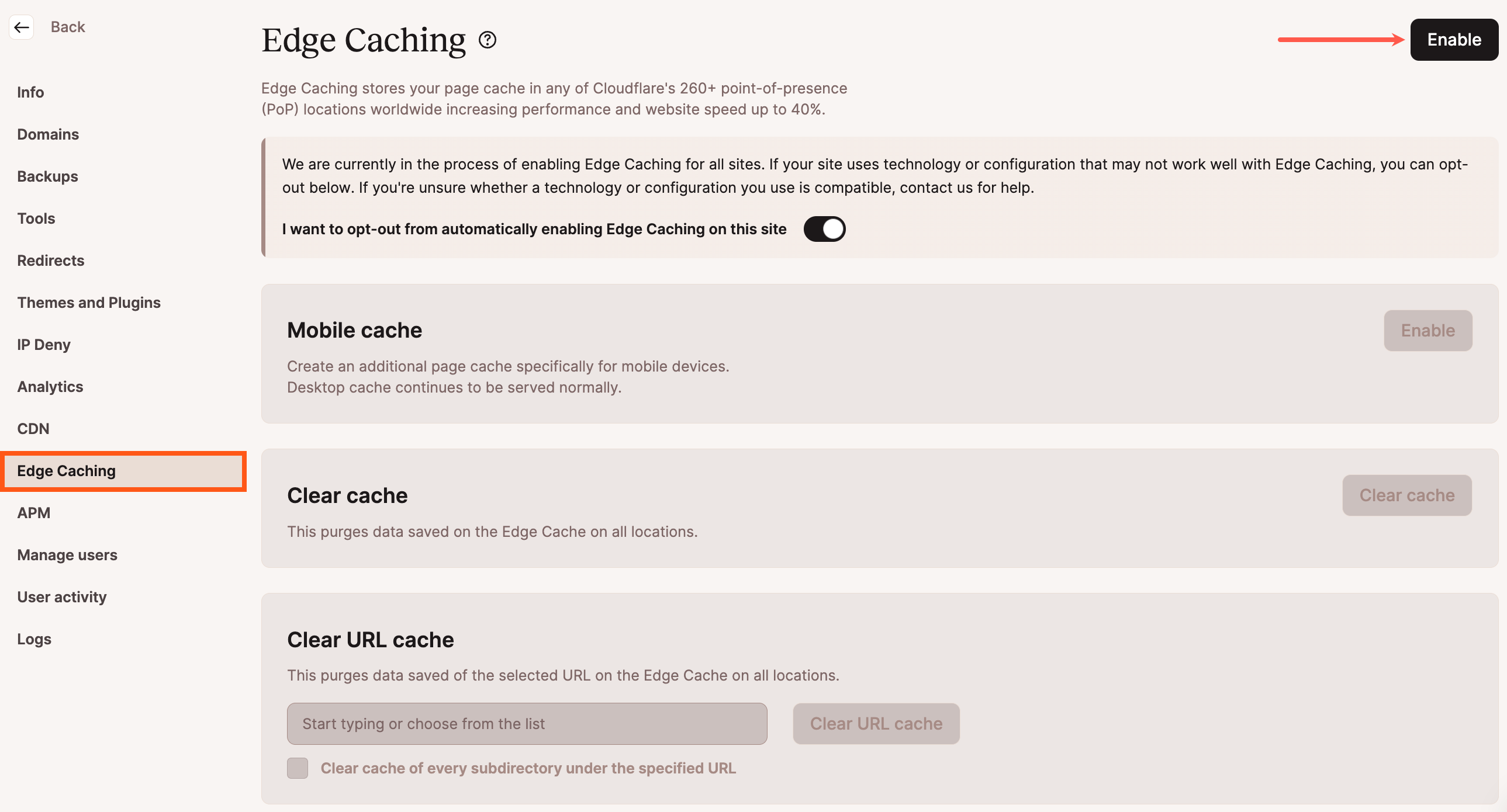 edge caching in mykinsta