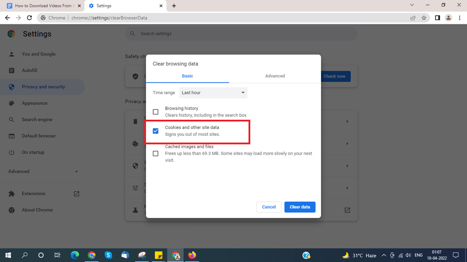 Guide on how to reset browser cookies