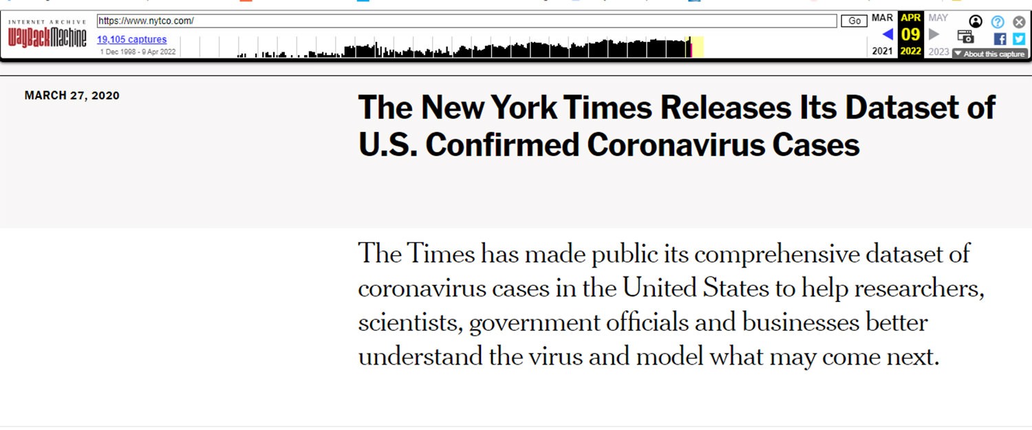Screenshot of archive.org showing archived websites