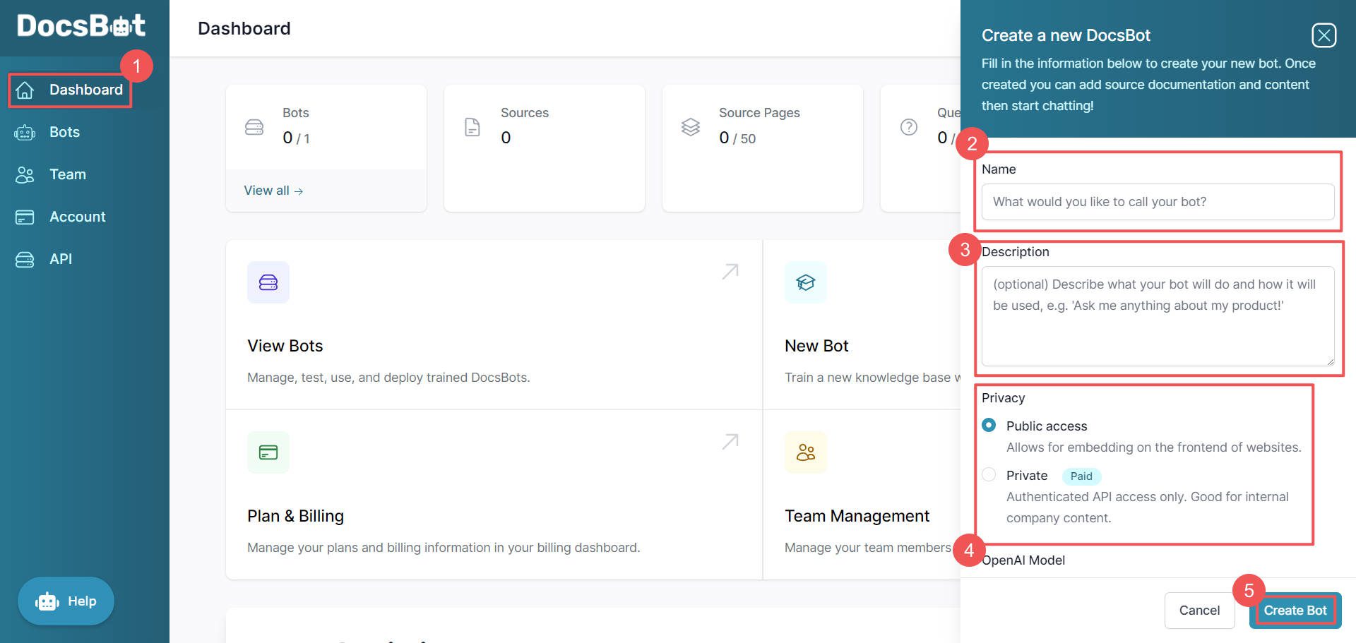 Create First Chatbot with DocsBot.ai - Steps 1-5