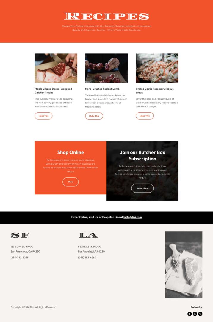 Butcher Shop Layout Pack for Divi