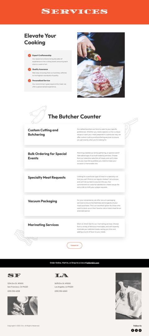 Butcher Shop Layout Pack for Divi