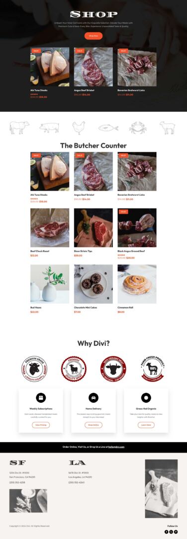 Butcher Shop Layout Pack for Divi