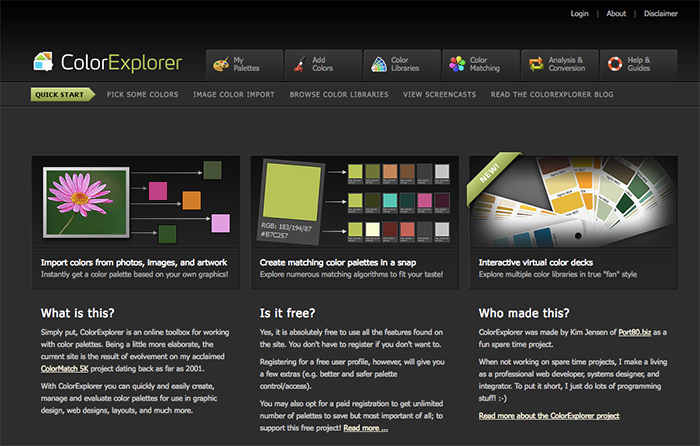 Color Explorer interface showcasing color scheme analysis