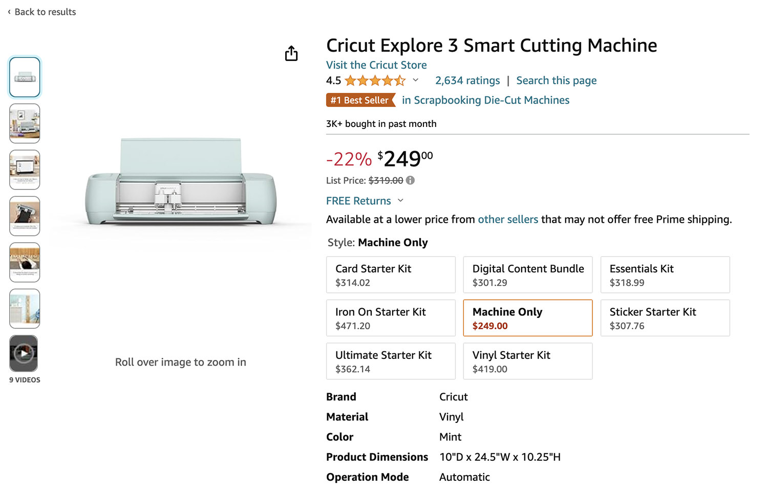 Cricut Explorer 3 on Amazon