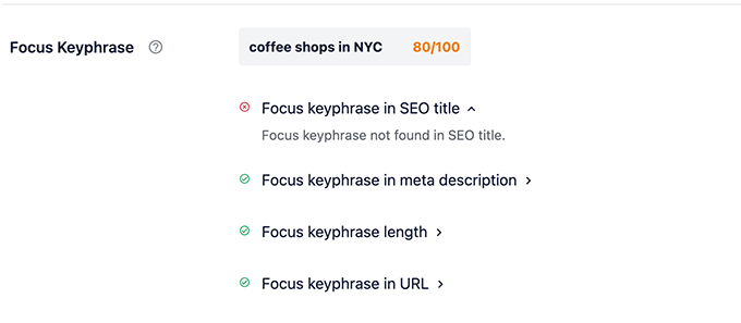 Focus keyphrase score