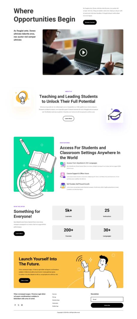 Online Learninge Layout Pack for Divi