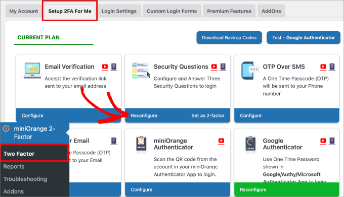 reconfigure security questions