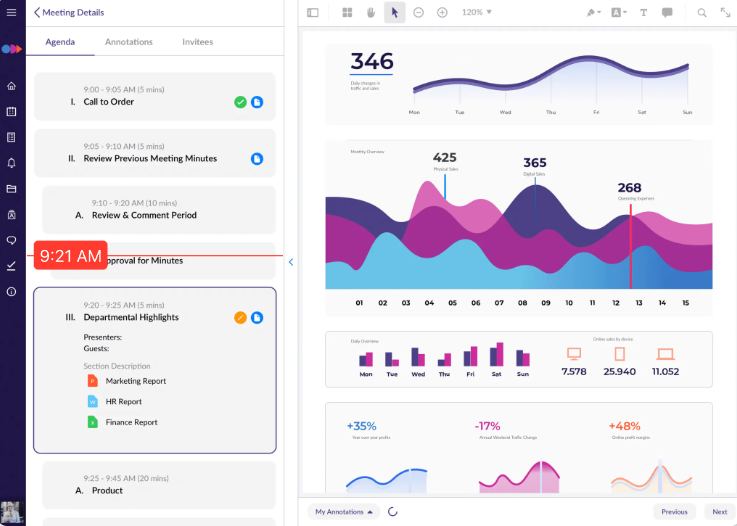 screenshot of OnBoard meeting software dashboard