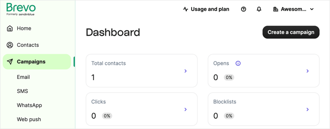 The Brevo Dashboard