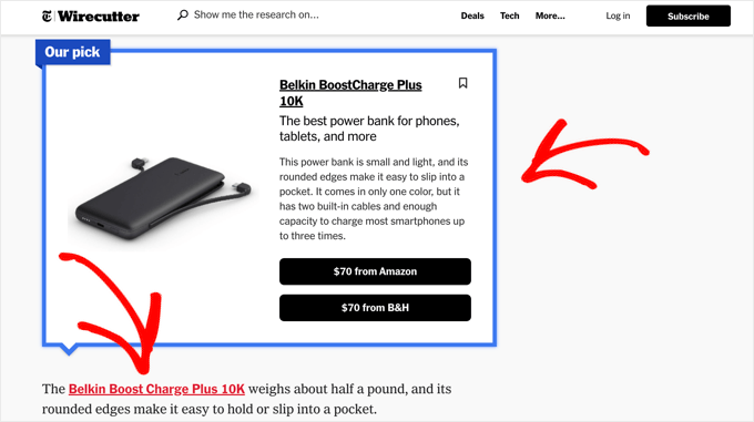 Wirecutter Affiliate Content Example