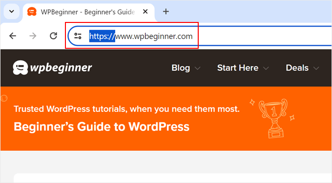 The HTTPS protocol in WPBeginner's domain