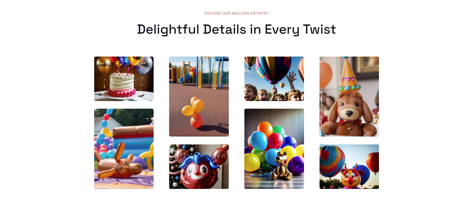 Balloon Bonanza Example - Gallery Section with Desc'ed Imgs