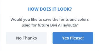 Divi Layouts AI - Saved AI Generated Styles