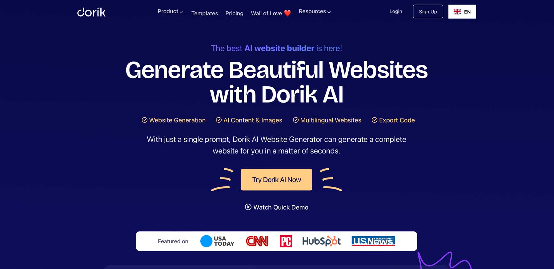 Dorik AI website builder