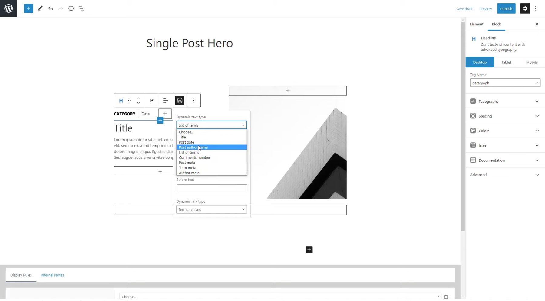 GeneratePress block editor