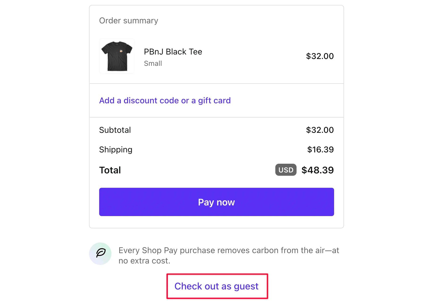 Shopify Guest Checkout