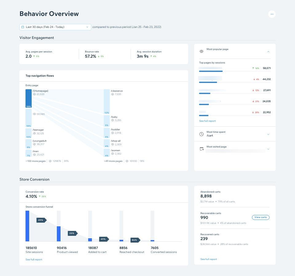 Wix Analytics Dashboard