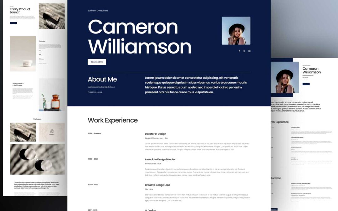 Get a Free Business CV Layout Pack For Divi