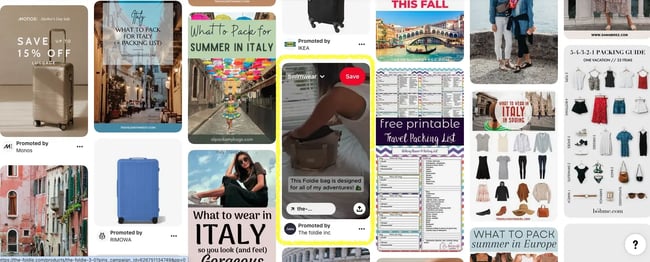 Pinterest native ad example