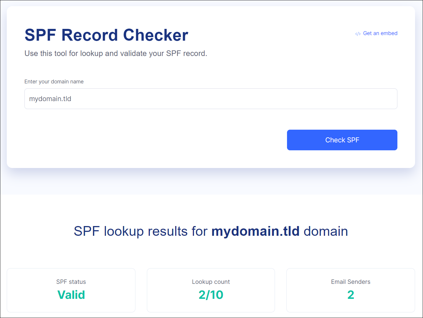 EasyDMARC's SPF Record Checker