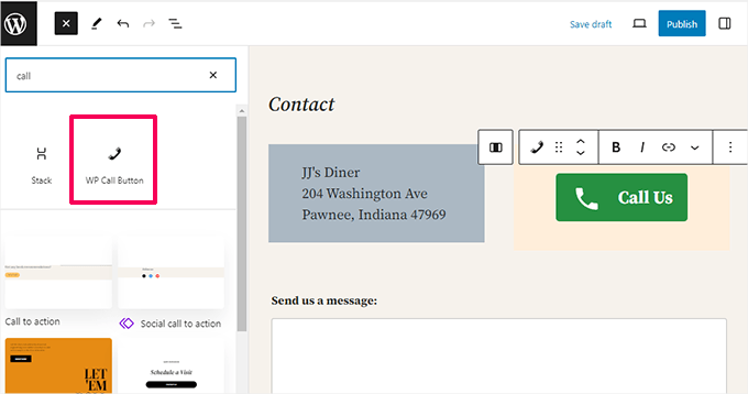 WP Call Button block