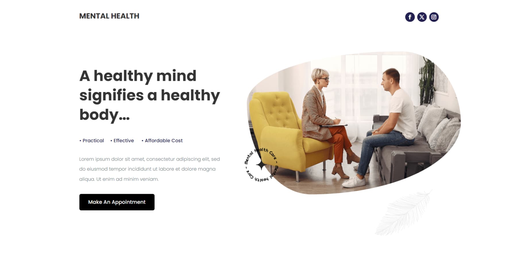 A screenshot of Divi Supreme Pro's Mental Health Layout