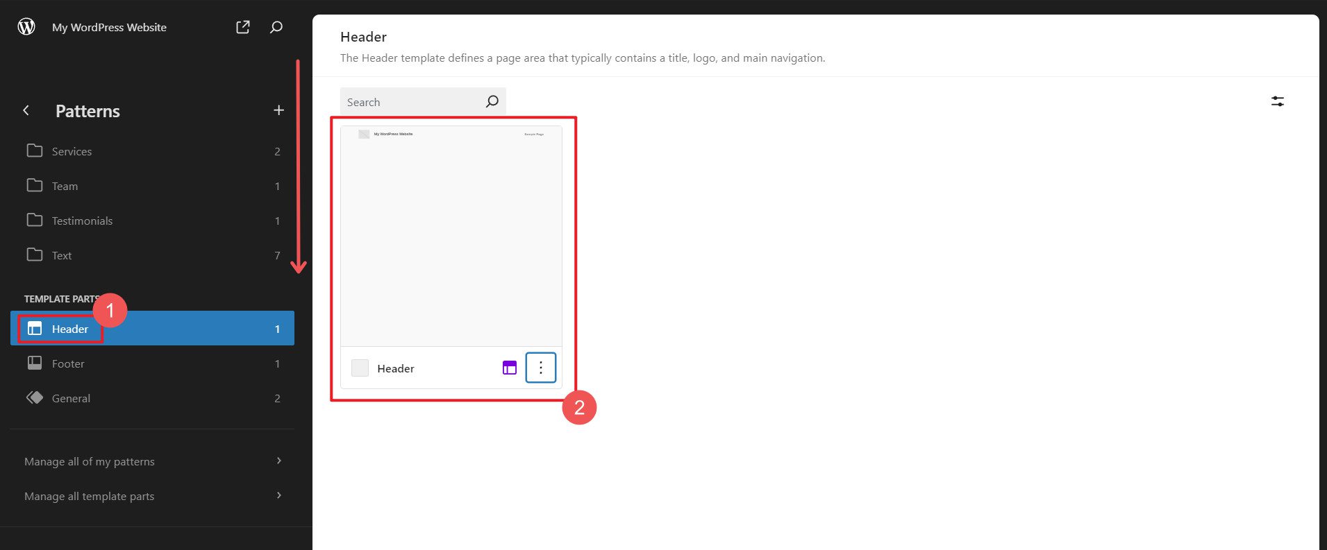 How to Edit WP Template Parts FSE - Steps 4-5