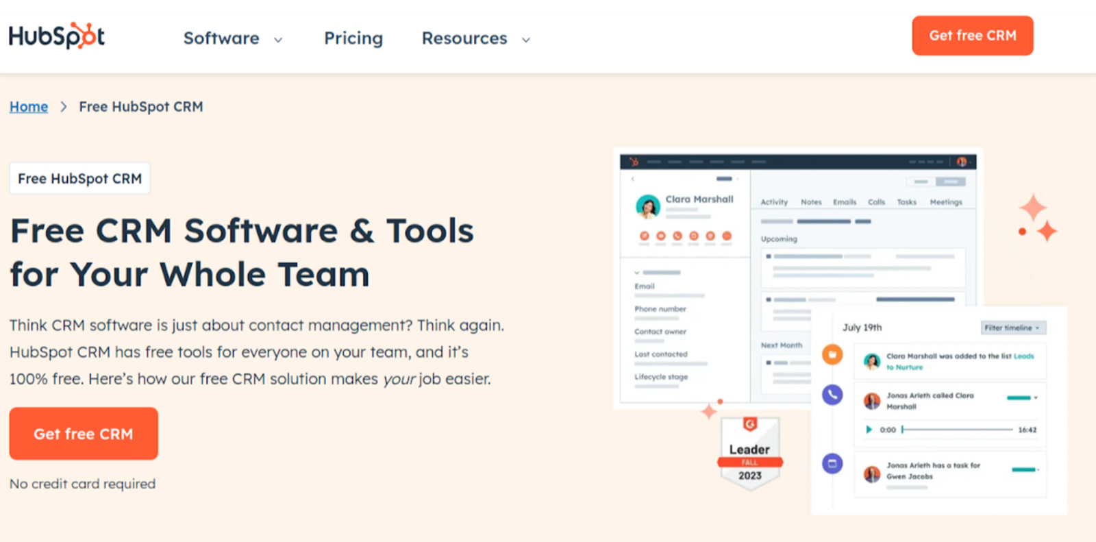 Screenshot of HubSpot CRM dashboard