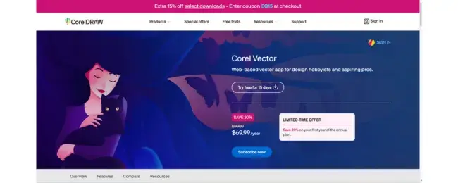 best free design software, corel vector free trial