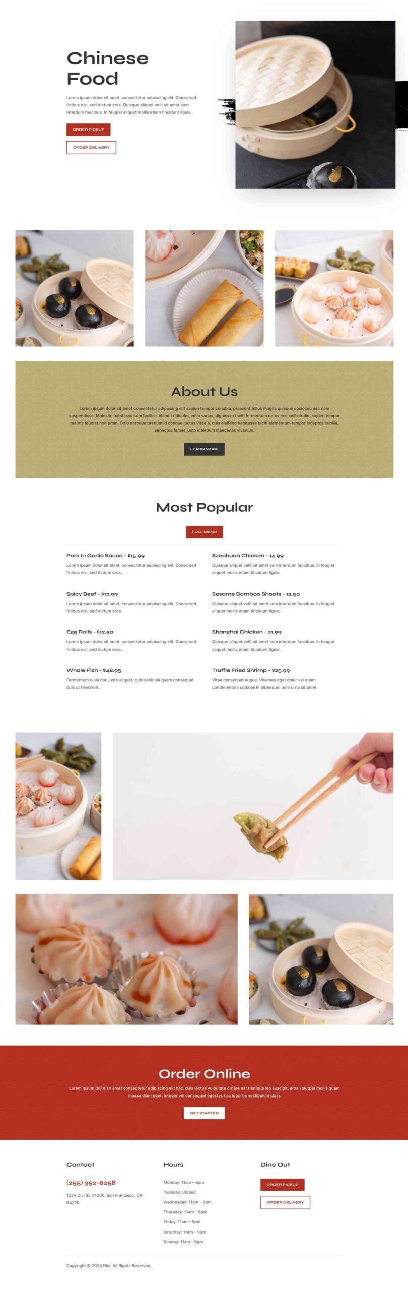 Chinese restaurant layout pack for Divi