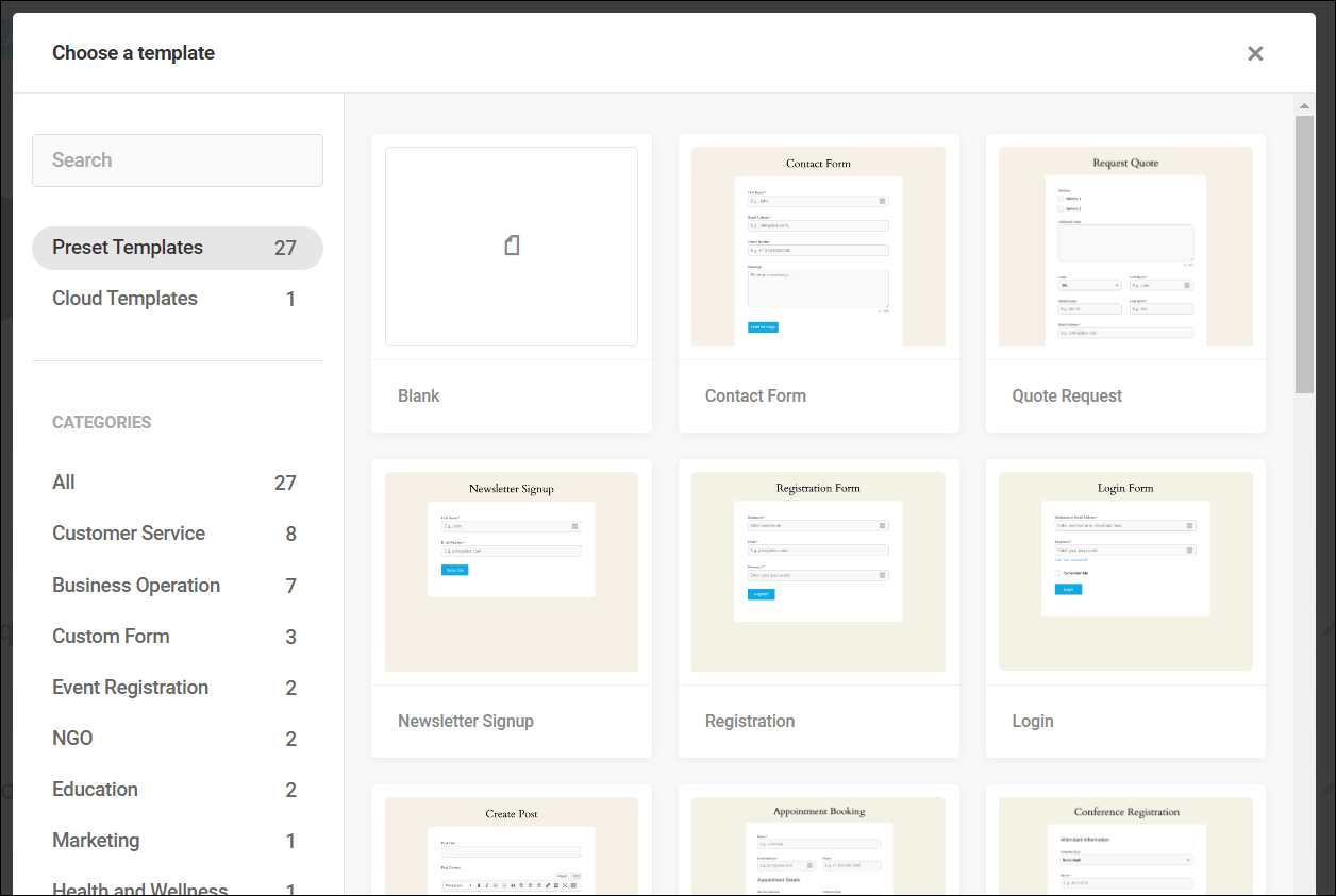 Forminator's Templates