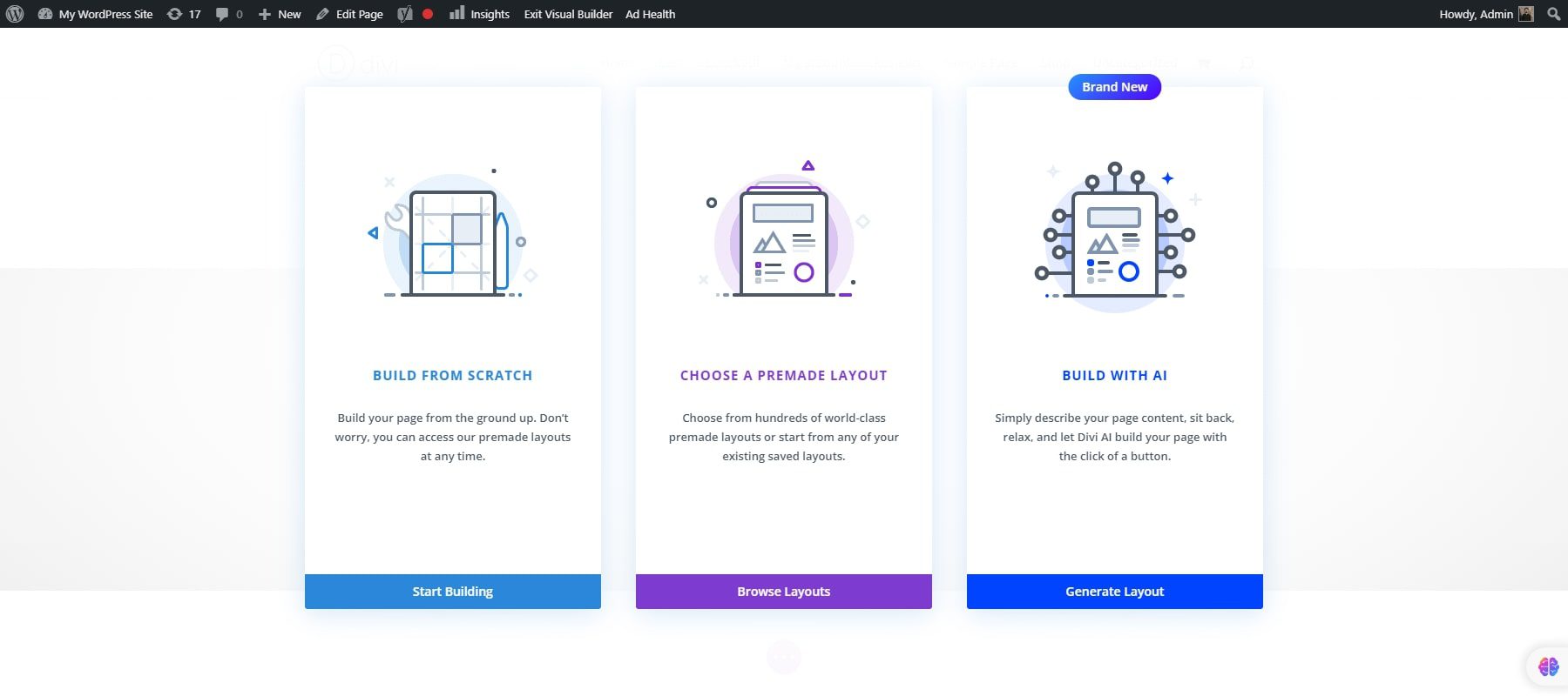 divi build page with ai